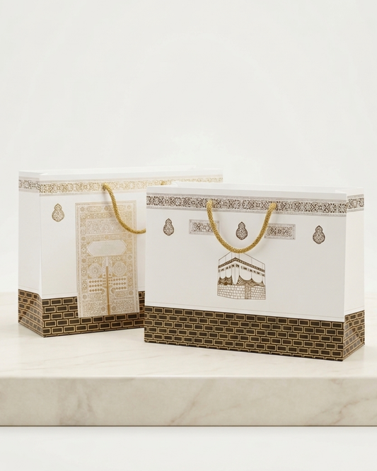 Medium Kaba-Inspired Paper Gift Bags  – 2 Pack - White