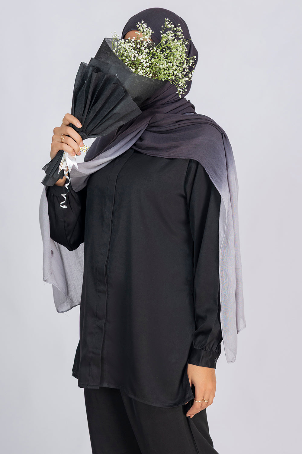 Modal Ombre Hijab- Charcoal Mist