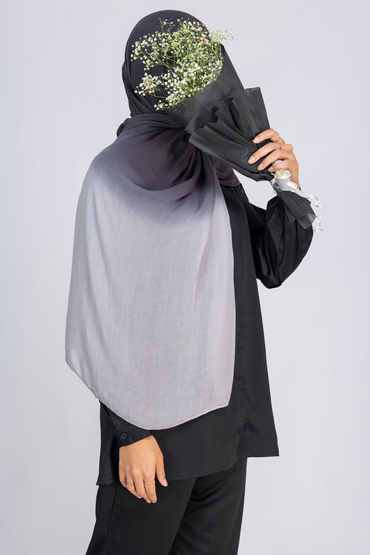 Modal Ombre Hijab- Charcoal Mist