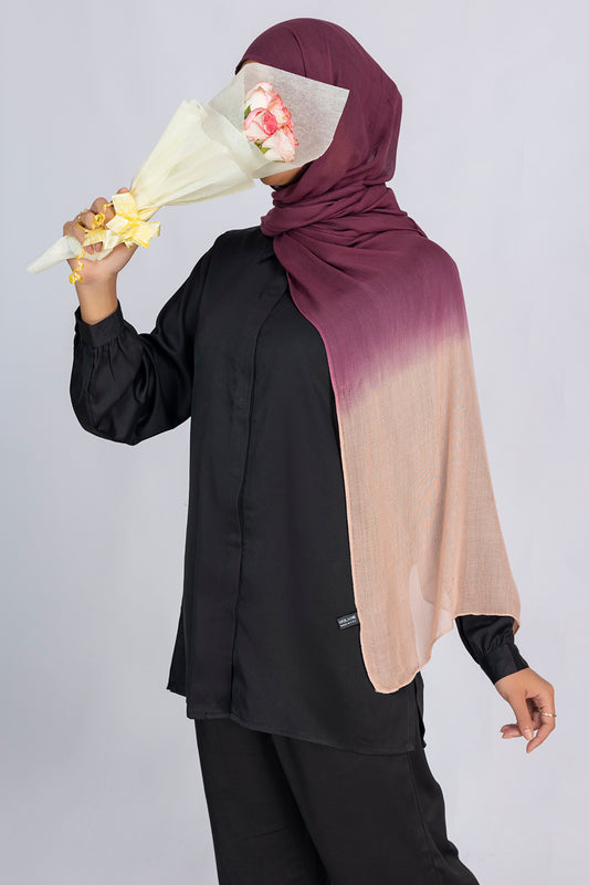 Modal Ombre Hijab- Rich Plum Mink