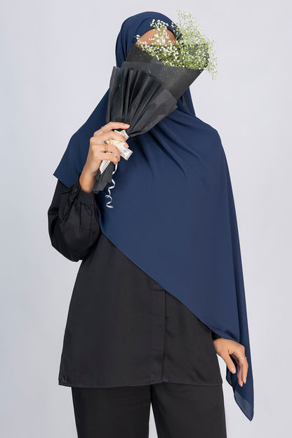 Opaque Chiffon Hijab - Navy