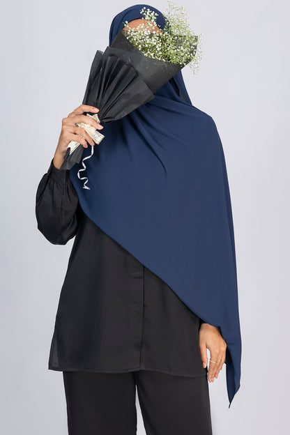 Opaque Chiffon Hijab - Navy