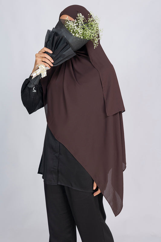 Opaque Chiffon Hijab- Dark Brown