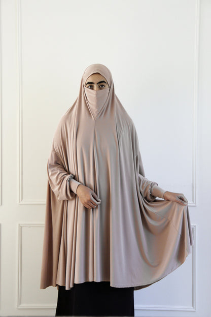 Convertible niqab face veil attached to the premium Lycra khimar