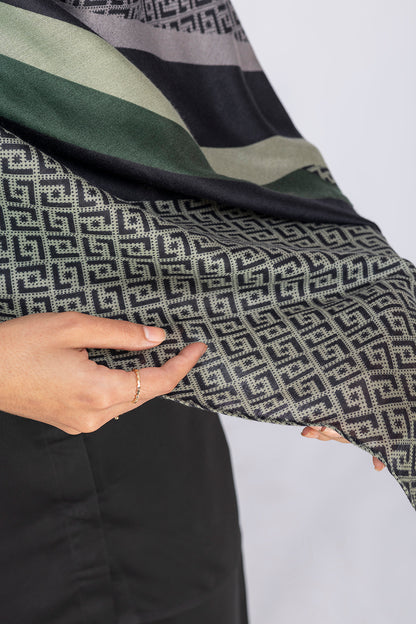 Geometric Print Hijab - Emerald Shadow