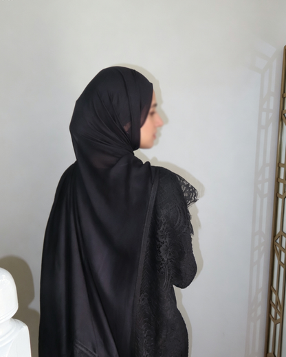 Lace Modal Hijab - Black