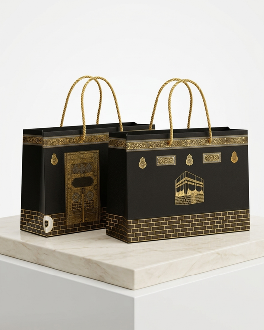 Medium Kaba-Inspired Paper Gift Bags  – 2 Pack - Black