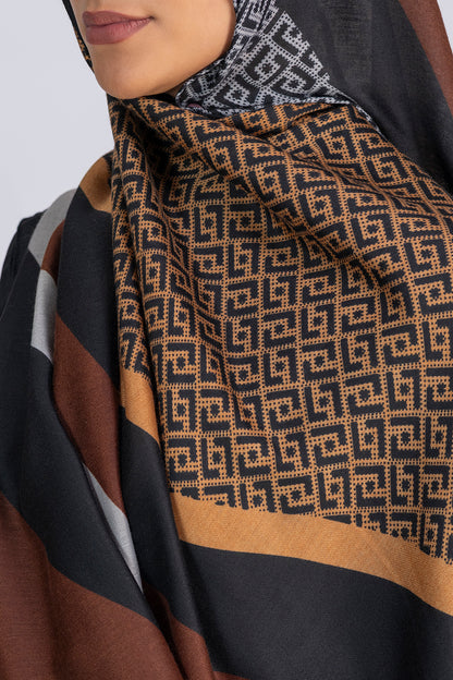 Geometric Print Hijab - Autumn Blend