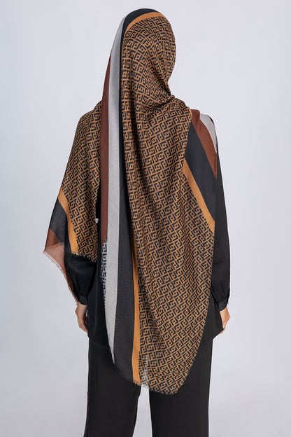 Geometric Print Hijab - Autumn Blend