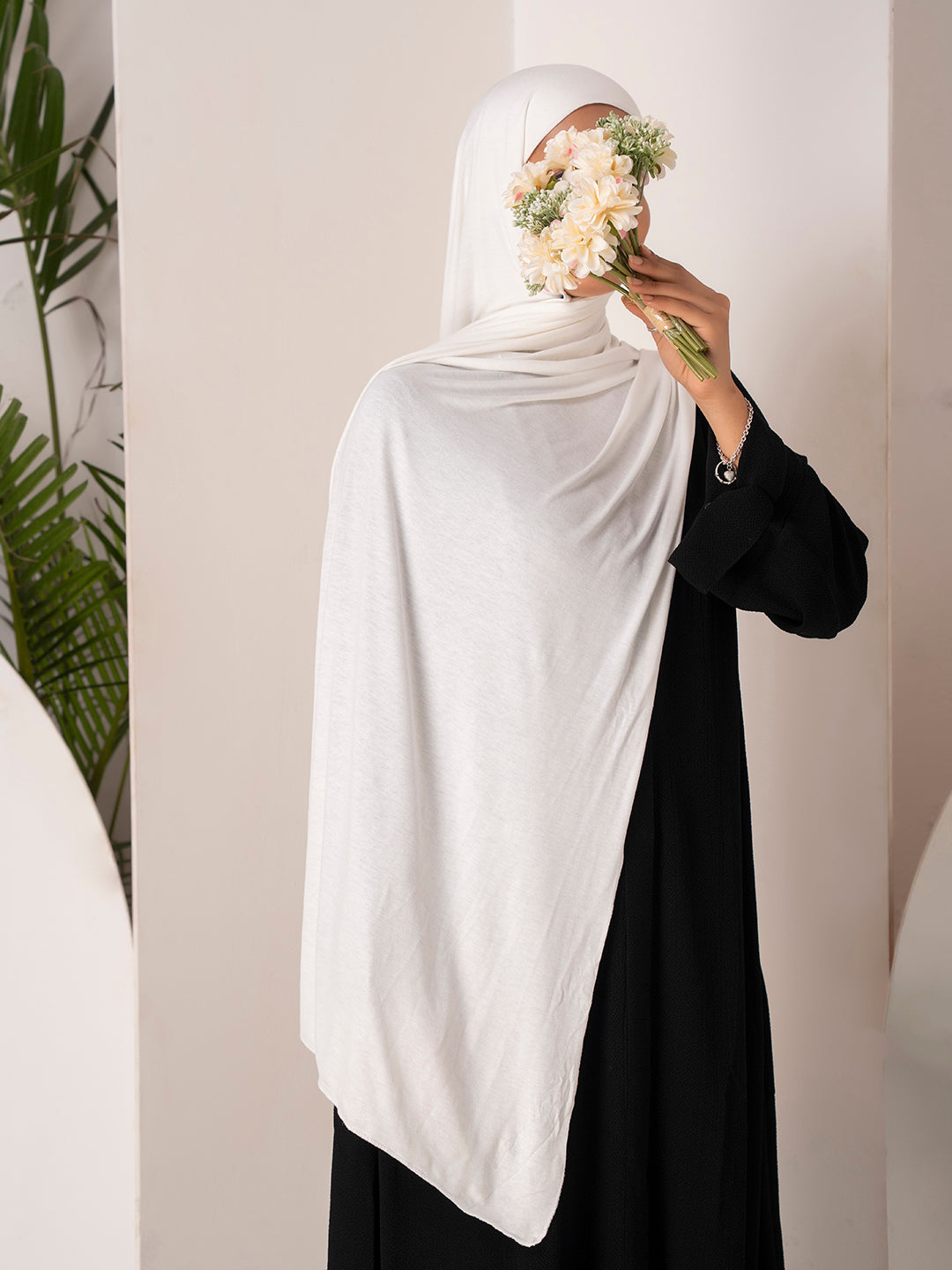 Premium Jersey Hijab - Ivory White