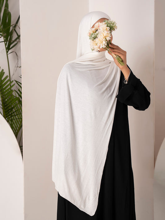 Premium Jersey Hijab - Ivory White
